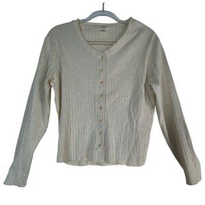 Banana‎ Republic Intimates Medium Beige Cardigan Sweater 100% Cotton Western Y2K